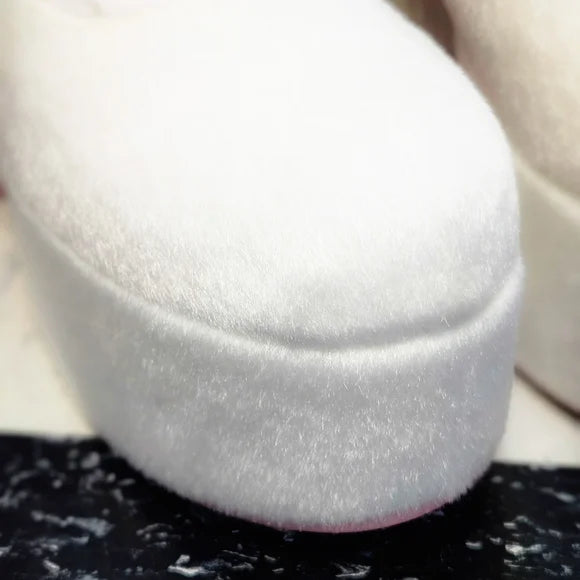 NIB.Sugar Thrillz BUNNY Platform Heels Boots Women's sz 9, faux fur