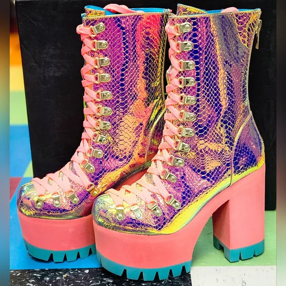 RARE NIB POISONOUS VIXEN SNAKE PLATFORM BOOTS CLUB EXX X DOLLS KILL