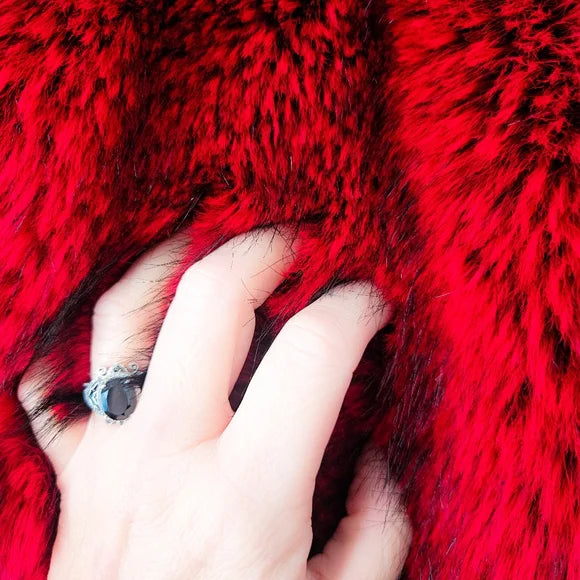 NWT DIATONIC RED/BLACK DARKER WAVS FAUX FUR JACKET!! OVERSIZED