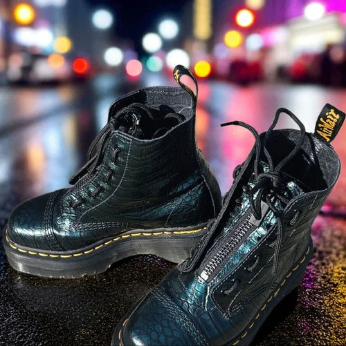 NWOB Sinclair Wild Croc Leather Platform Boots DR. MARTENS VERY RARE